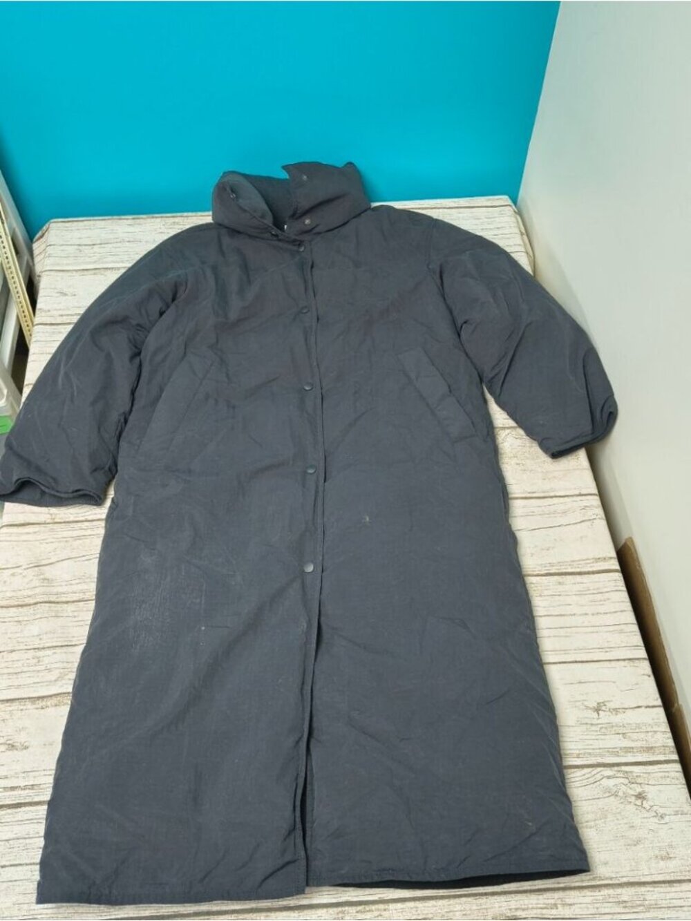 & Other Stories Black Down Long Button Closure Parka Women Size Small